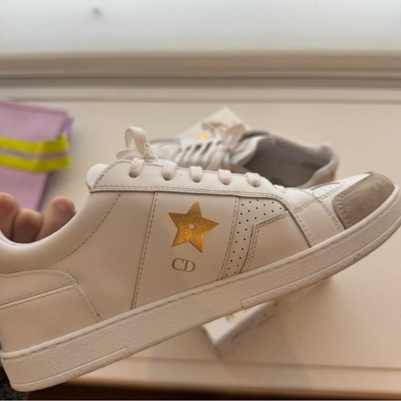 Dior Shoes - Dior White Sneakers with Gold Star